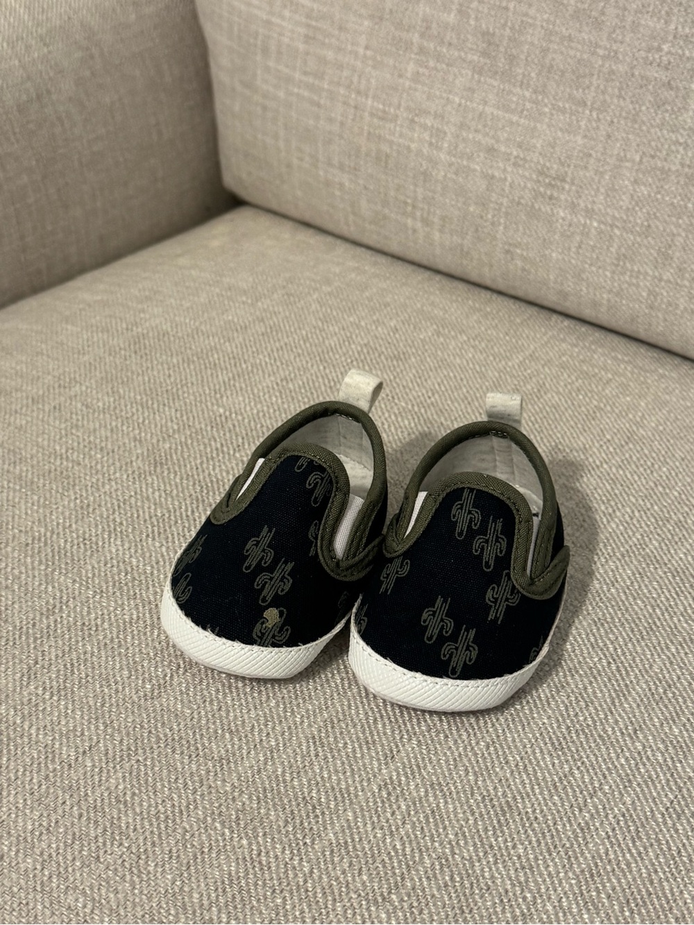 Carter's Black and Olive Green Cactus Slip-On Baby Shoes
